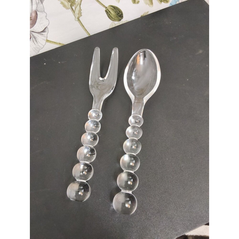 Glass Bubble Salad Server Set